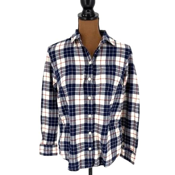 J.Crew Tops - J. Crew Plaid Fitted Flannel Shirt in Blue and Red – Size Small